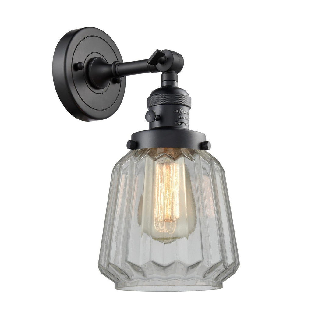 Innovations Franklin Restoration 203SW-BK-G142-LED Wall Sconce Light - Matte Black