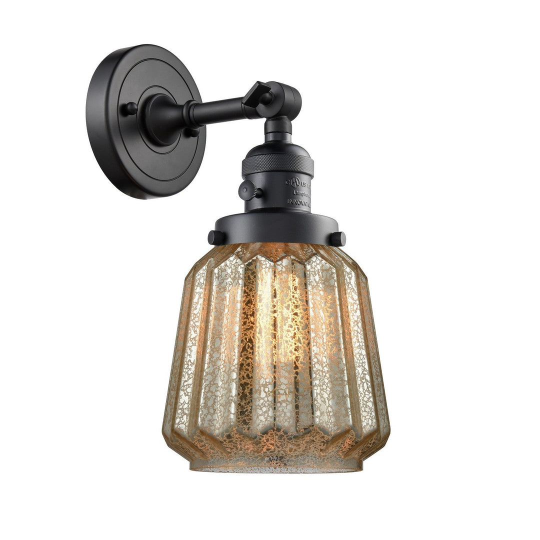 Innovations Franklin Restoration 203SW-BK-G146-LED Wall Sconce Light - Matte Black