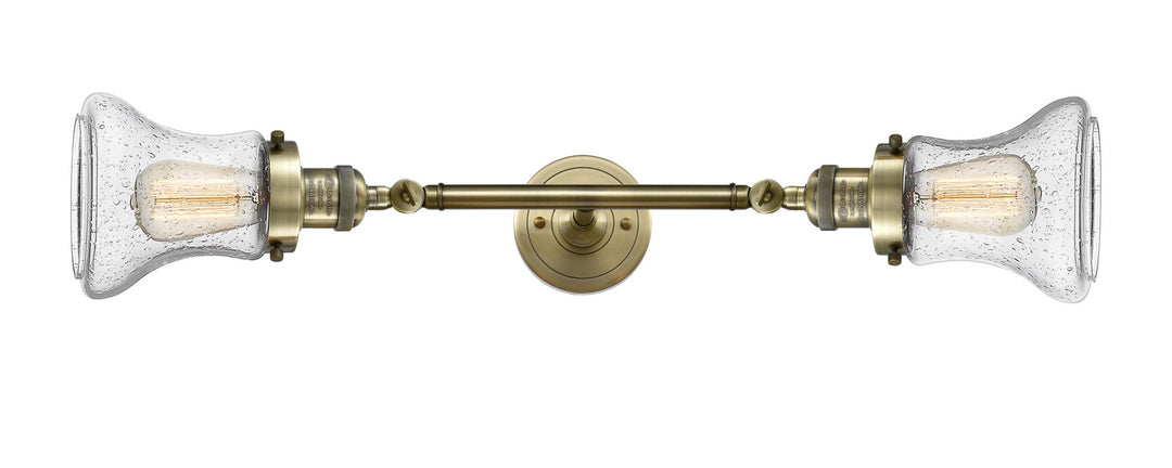 Innovations Franklin Restoration 208L-AB-G194 Bath Vanity Light 7 in. wide - Antique Brass