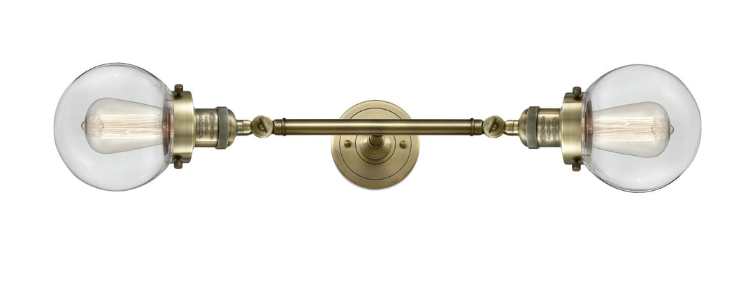 Innovations Franklin Restoration 208L-AB-G202-6 Bath Vanity Light 6 in. wide - Antique Brass