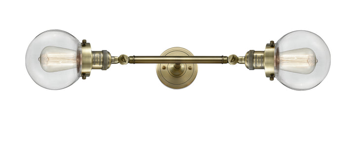 Innovations Franklin Restoration 208L-AB-G202-6 Bath Vanity Light 6 in. wide - Antique Brass