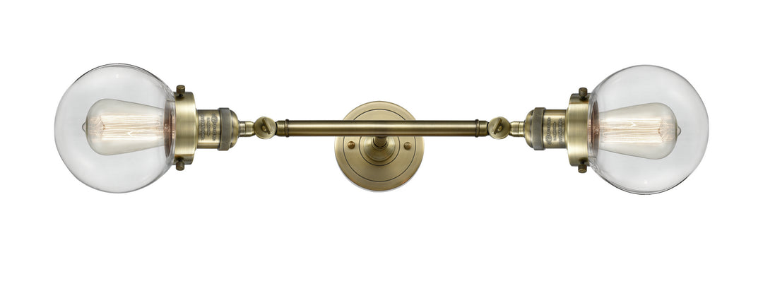 Innovations Franklin Restoration 208L-AB-G202-6-LED Bath Vanity Light 6 in. wide - Antique Brass