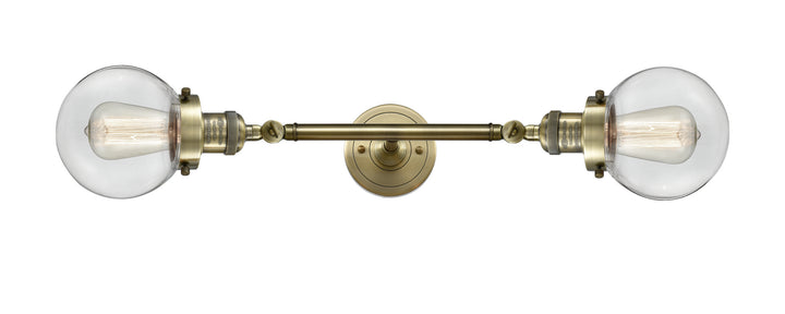 Innovations Franklin Restoration 208L-AB-G202-6-LED Bath Vanity Light 6 in. wide - Antique Brass