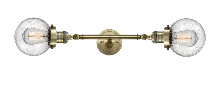 Innovations Franklin Restoration 208L-AB-G204-6-LED Bath Vanity Light 6 in. wide - Antique Brass