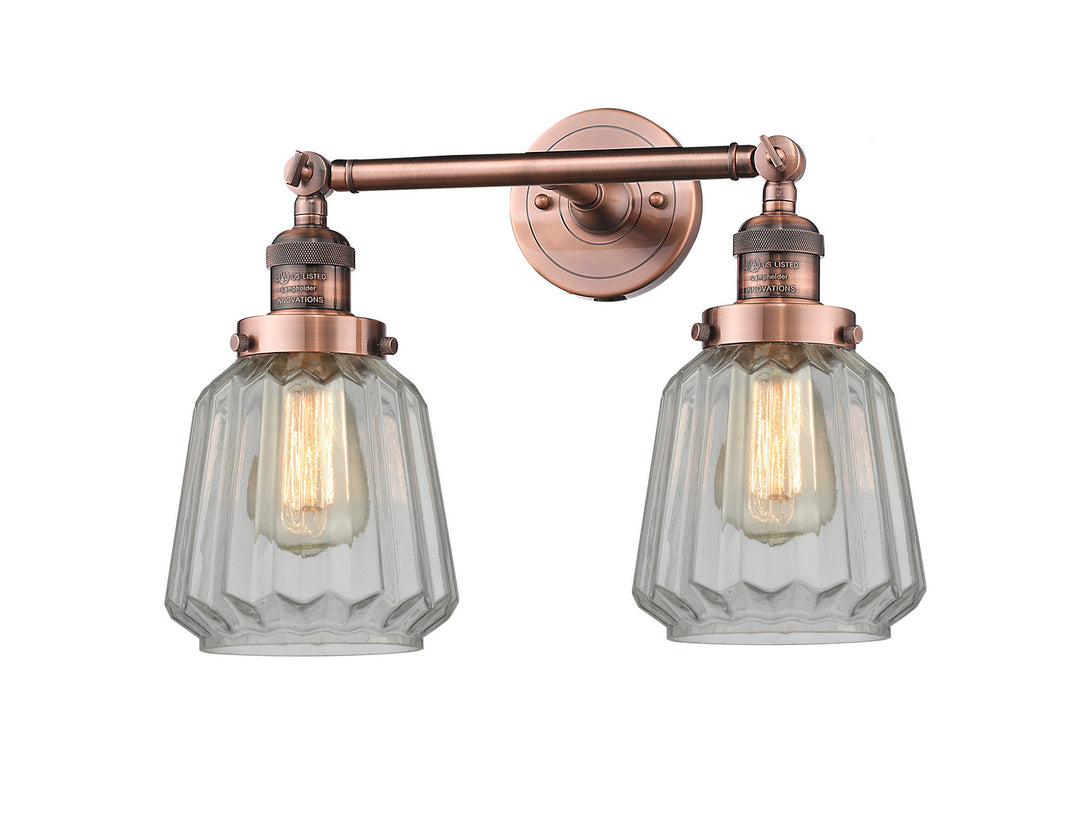 Innovations Franklin Restoration 208L-AC-G142 Bath Vanity Light 7 in. wide - Antique Copper