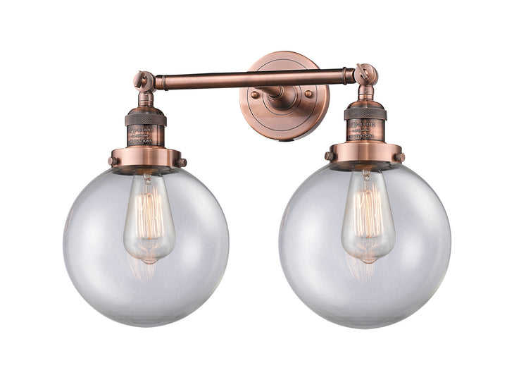 Innovations Franklin Restoration 208L-AC-G202-8-LED Bath Vanity Light 8 in. wide - Antique Copper