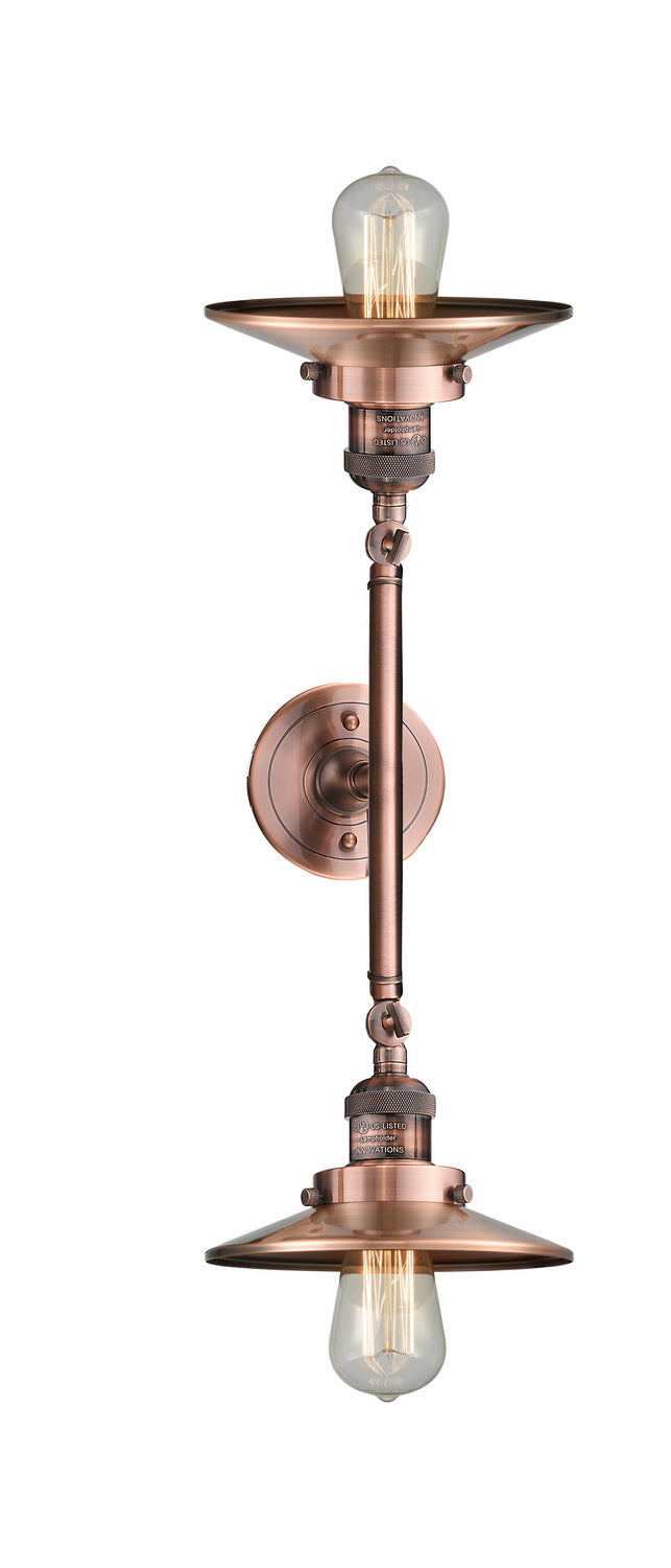 Innovations Franklin Restoration 208L-AC-M3-LED Bath Vanity Light 8 in. wide - Antique Copper