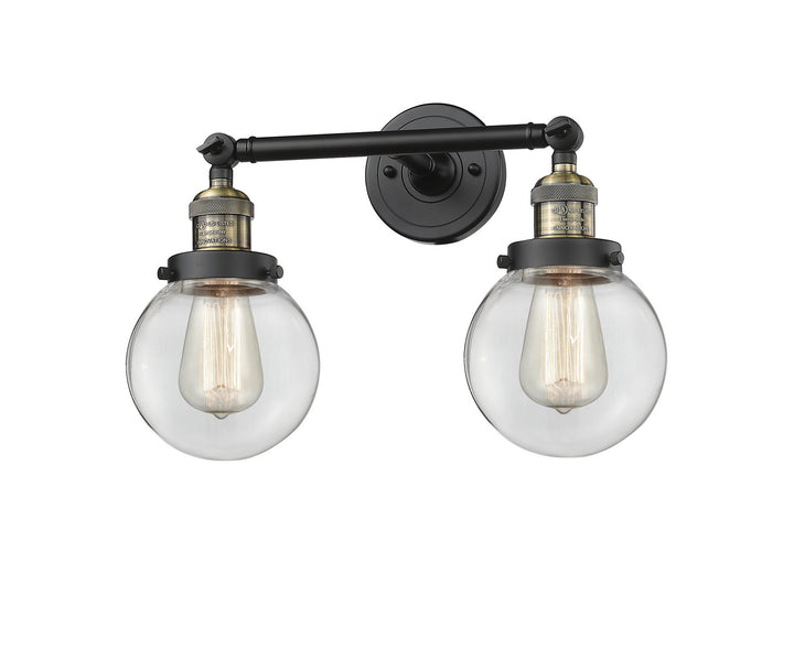 Innovations Franklin Restoration 208L-BAB-G202-6 Bath Vanity Light 6 in. wide - Black Antique Brass
