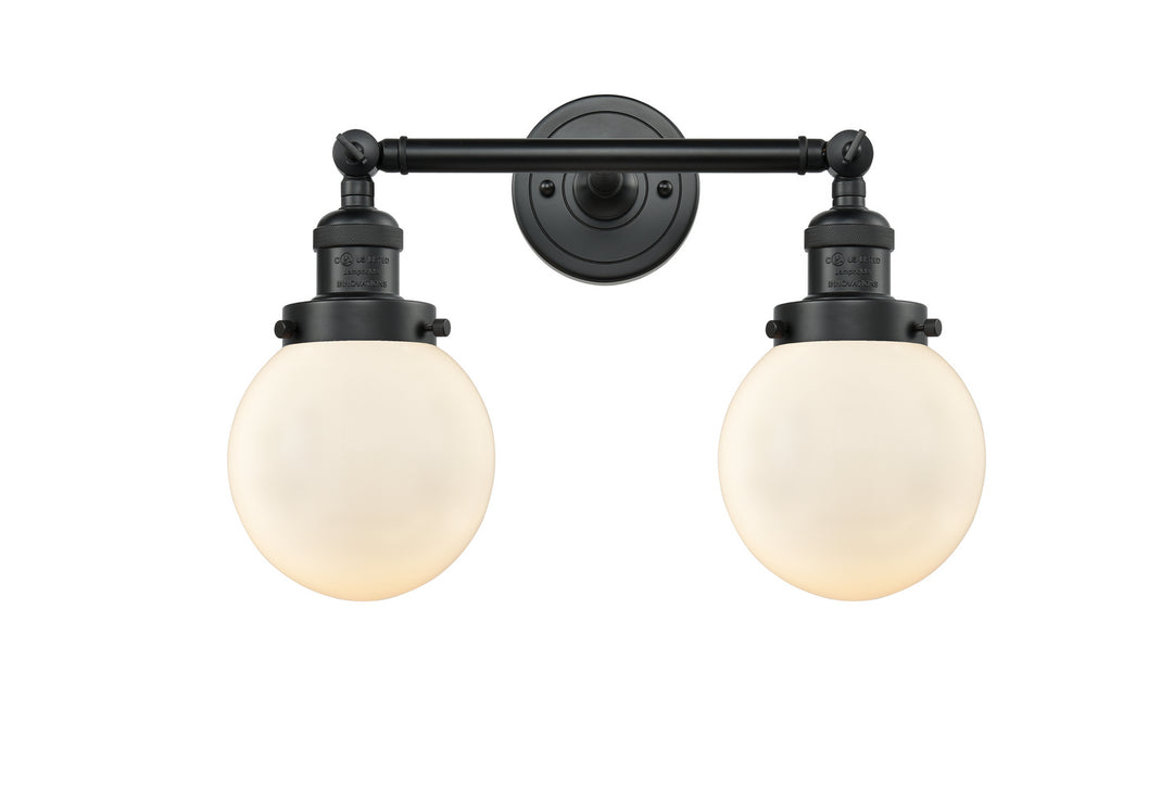 Innovations Franklin Restoration 208L-BK-G201-6 Bath Vanity Light 6 in. wide - Matte Black