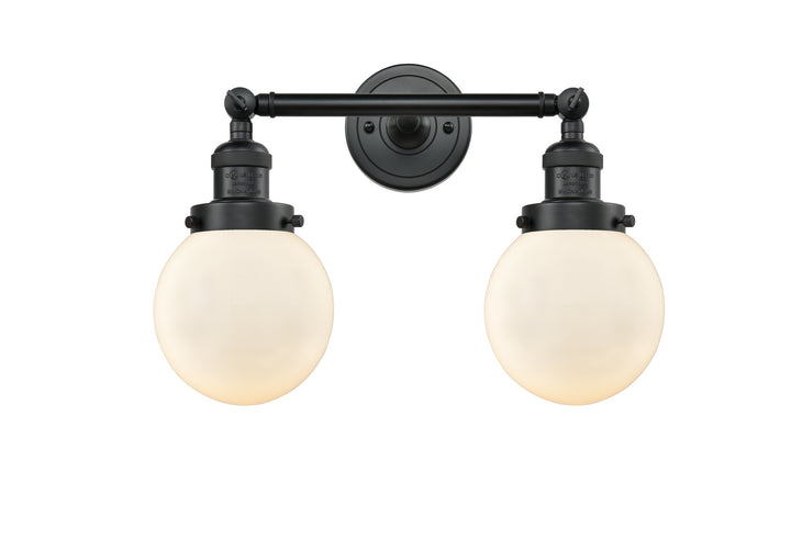 Innovations Franklin Restoration 208L-BK-G201-6-LED Bath Vanity Light 6 in. wide - Matte Black