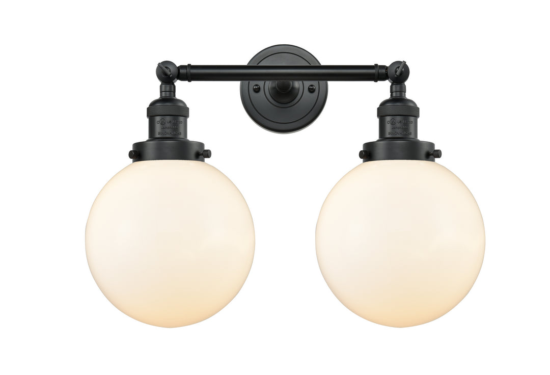 Innovations Franklin Restoration 208L-BK-G201-8-LED Bath Vanity Light 8 in. wide - Matte Black