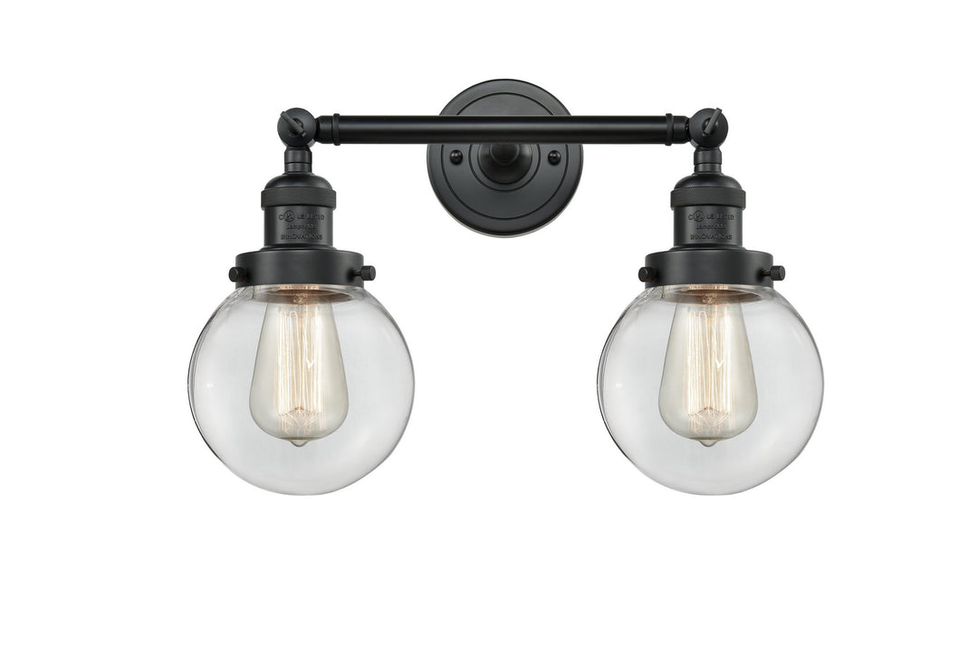 Innovations Franklin Restoration 208L-BK-G202-6 Bath Vanity Light 6 in. wide - Matte Black