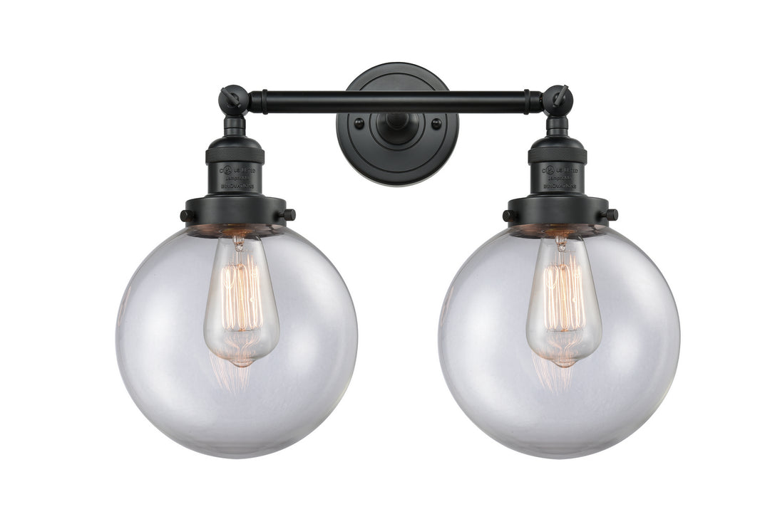 Innovations Franklin Restoration 208L-BK-G202-8-LED Bath Vanity Light 8 in. wide - Matte Black