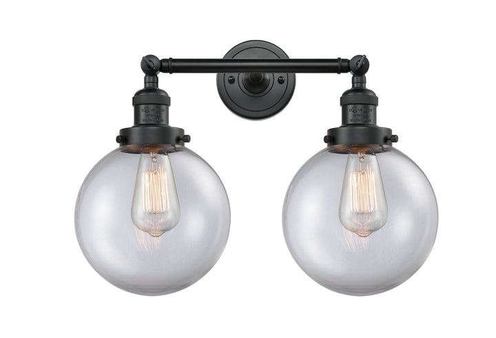 Innovations Franklin Restoration 208L-BK-G202-8-LED Bath Vanity Light 8 in. wide - Matte Black
