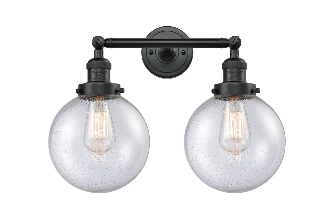 Innovations Franklin Restoration 208L-BK-G204-8-LED Bath Vanity Light 8 in. wide - Matte Black