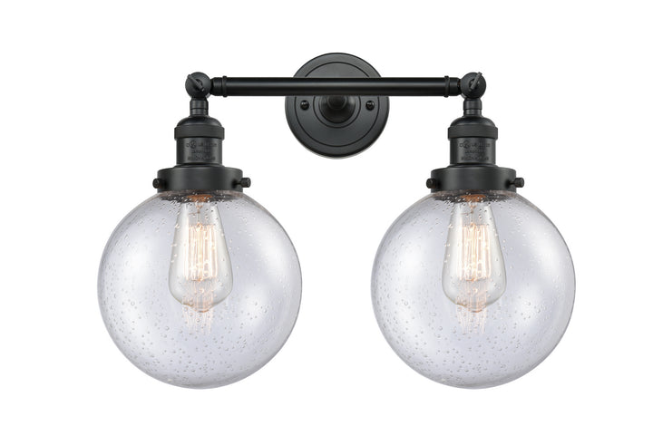 Innovations Franklin Restoration 208L-BK-G204-8-LED Bath Vanity Light 8 in. wide - Matte Black