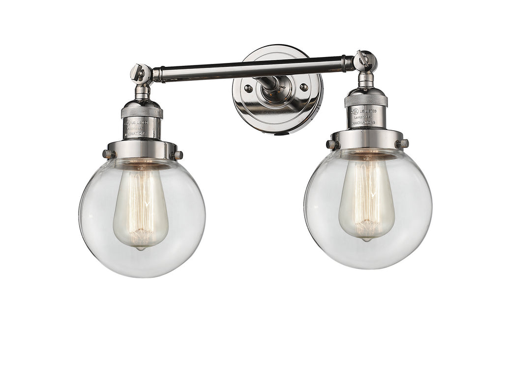 Innovations Franklin Restoration 208L-PN-G202-6-LED Bath Vanity Light 6 in. wide - Polished Nickel