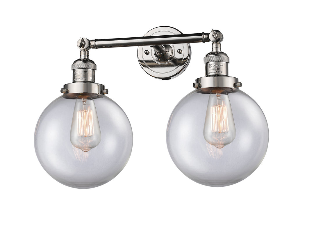 Innovations Franklin Restoration 208L-PN-G202-8-LED Bath Vanity Light 8 in. wide - Polished Nickel