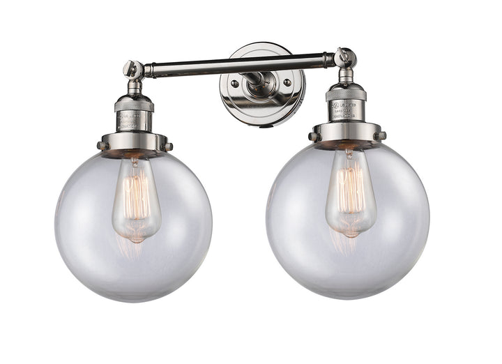 Innovations Franklin Restoration 208L-PN-G202-8-LED Bath Vanity Light 8 in. wide - Polished Nickel