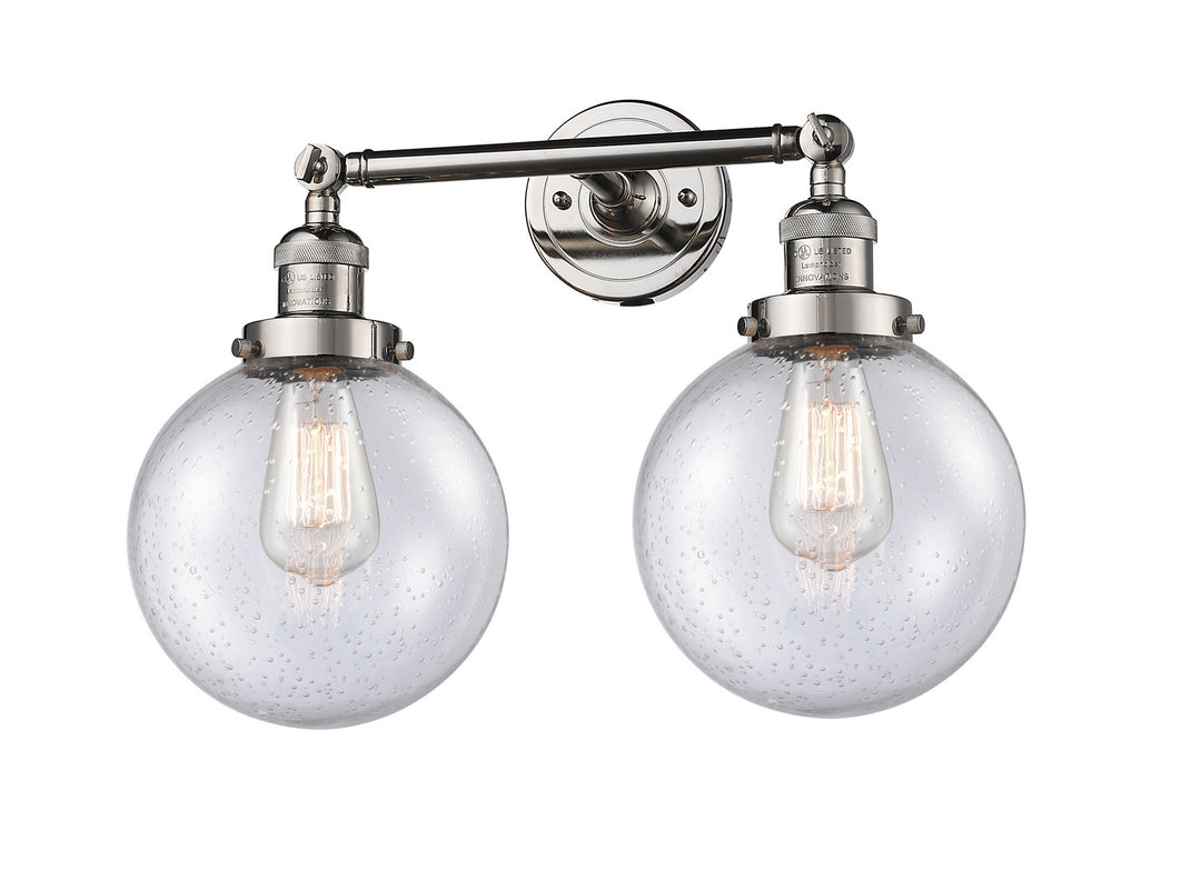Innovations Franklin Restoration 208L-PN-G204-8-LED Bath Vanity Light 8 in. wide - Polished Nickel