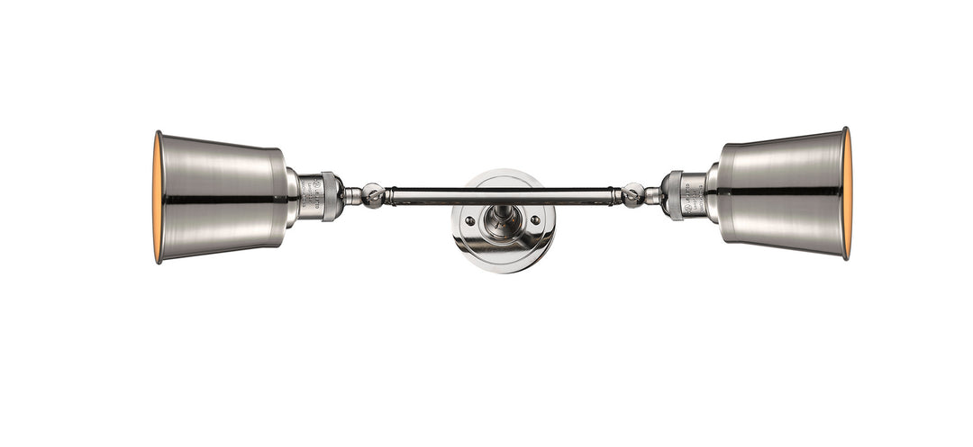Innovations Franklin Restoration 208L-PN-M9-LED Bath Vanity Light 6 in. wide - Polished Nickel
