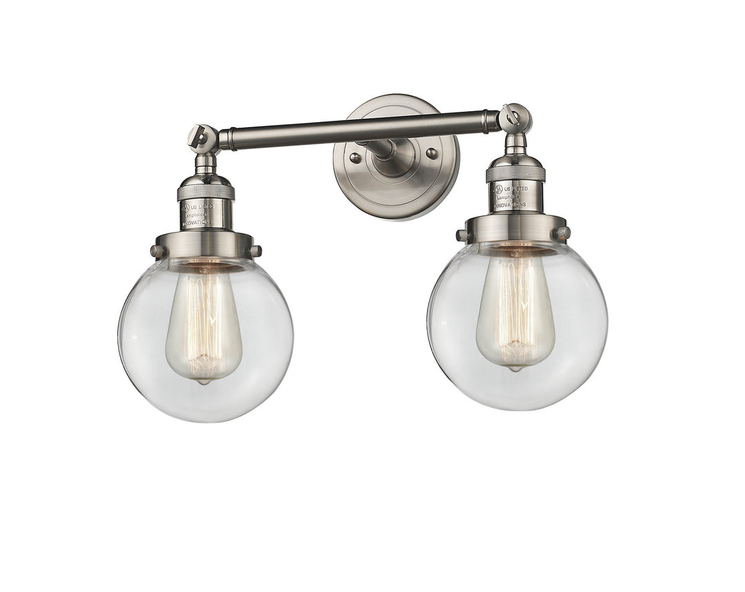 Innovations Franklin Restoration 208L-SN-G202-6 Bath Vanity Light 6 in. wide - Brushed Satin Nickel