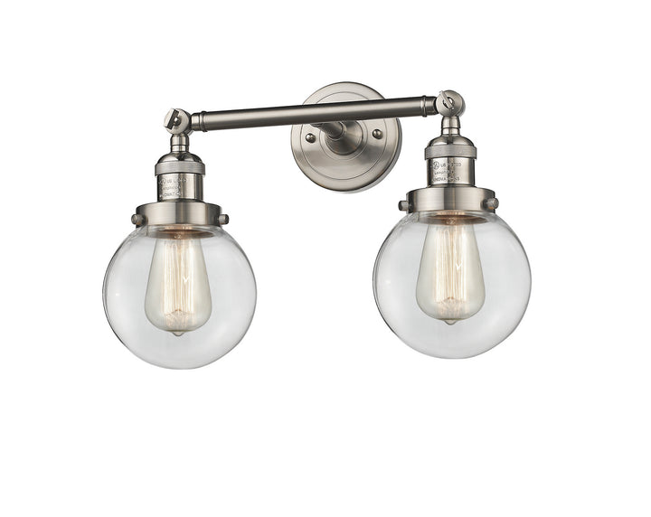 Innovations Franklin Restoration 208L-SN-G202-6 Bath Vanity Light 6 in. wide - Brushed Satin Nickel
