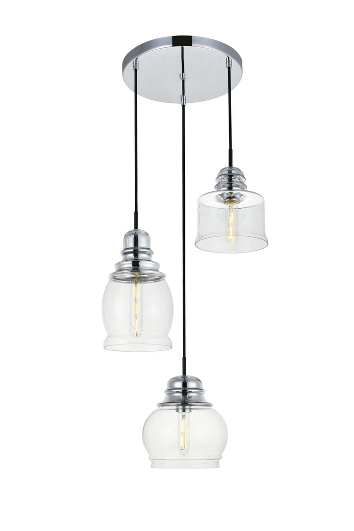 Elegant Kenna LD2239C Pendant Light - Chrome And Clear