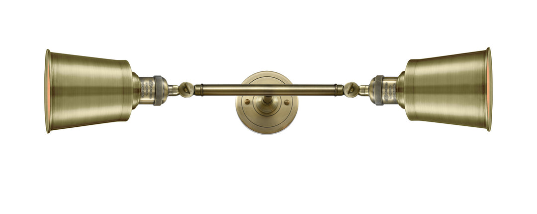 Innovations Franklin Restoration 208L-AB-M9-AB-LED Bath Vanity Light 6 in. wide - Antique Brass