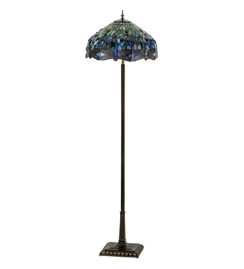 Meyda Tiffany Lighting 151154 Tiffany Hanginghead Dragonfly Four Light Floor Lamp Lamp Bronze / Dark