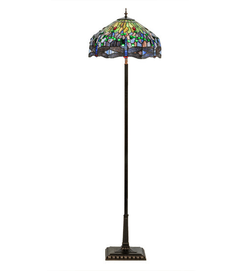 Meyda Tiffany Lighting 151154 Tiffany Hanginghead Dragonfly Four Light Floor Lamp Lamp Bronze / Dark