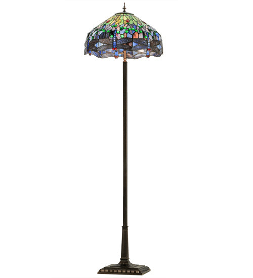 Meyda Tiffany Lighting 151154 Tiffany Hanginghead Dragonfly Four Light Floor Lamp Lamp Bronze / Dark