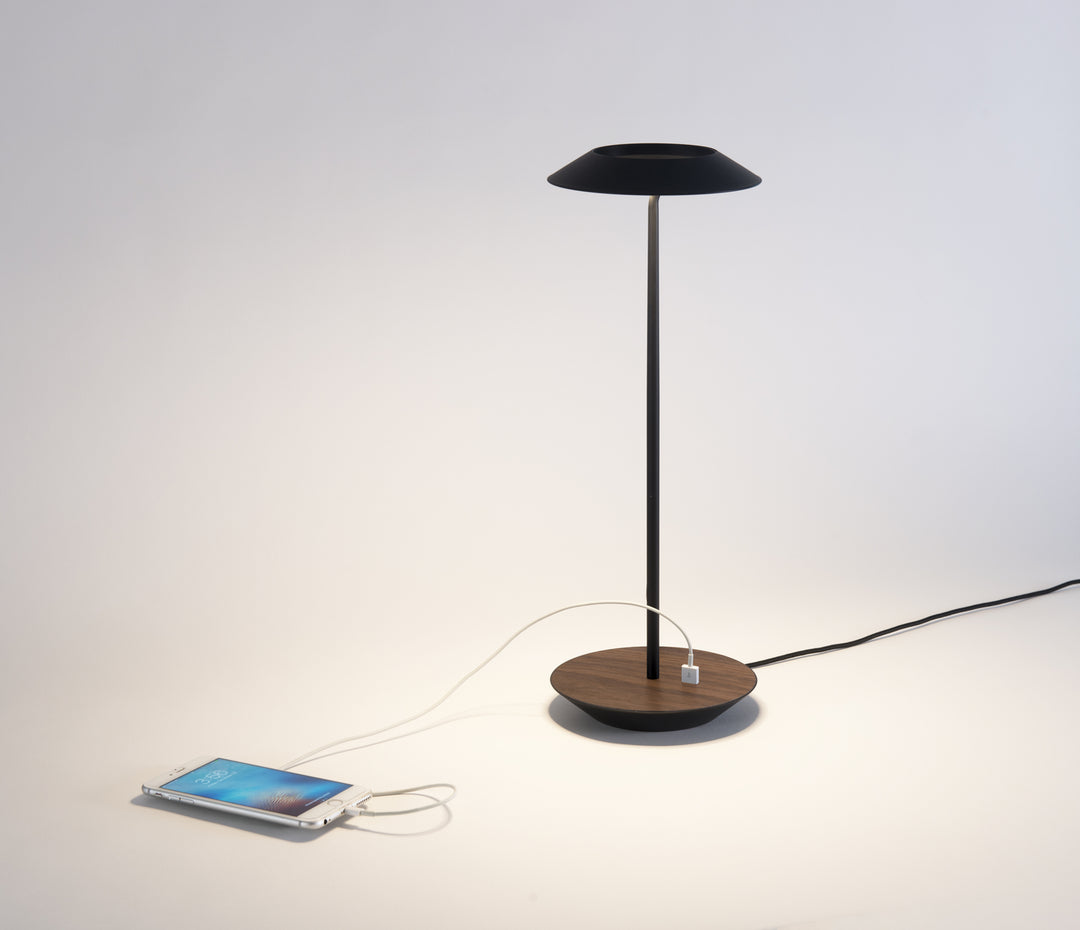 Koncept Lighting RYO-SW-MTB-OWT-DSK Modern Royyo Lamp Matte Black, Oiled Walnut Base Plate
