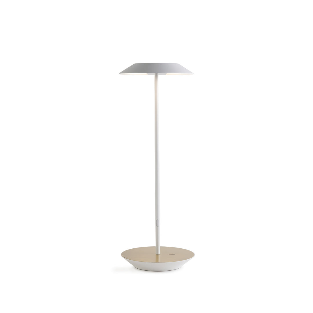 Koncept Lighting RYO-SW-MWT-BRS-DSK Modern Royyo Lamp Matte White, Brass Base Plate