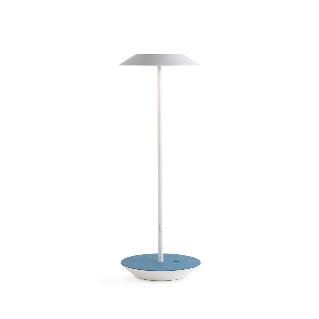 Koncept Lighting RYO-SW-MWT-AZF-DSK Modern Royyo Lamp Matte White, Azure Felt Base Plate