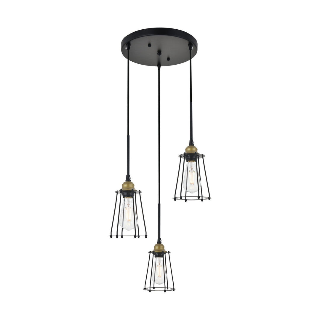 Elegant Auspice LD4047D16BRB Pendant Light - Brass And Black