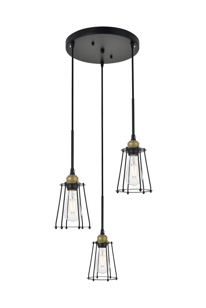 Elegant Auspice LD4047D16BRB Pendant Light - Brass And Black