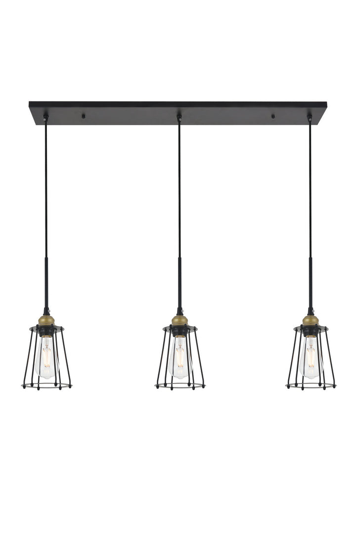 Elegant Auspice LD4047D38BRB Pendant Light - Brass And Black