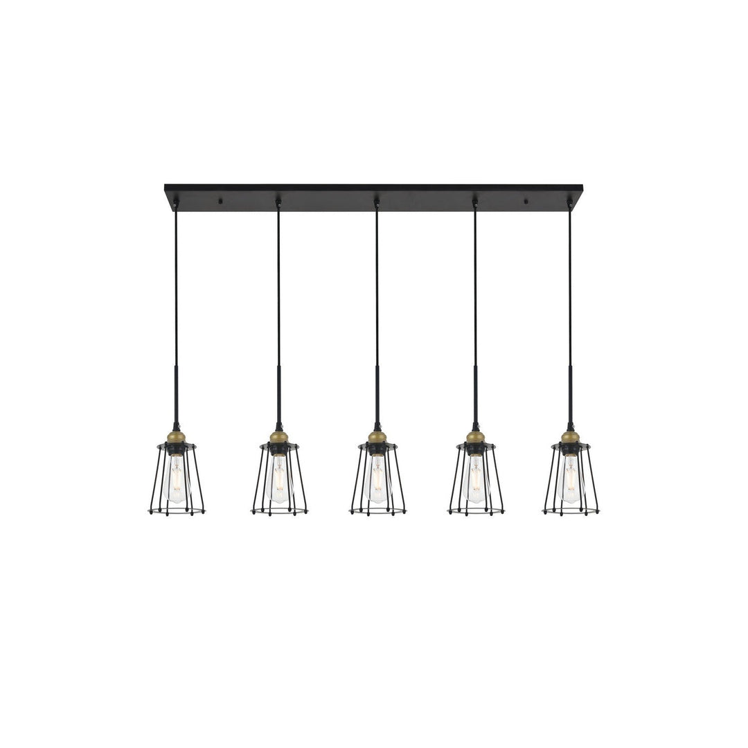 Elegant Auspice LD4047D46BRB Pendant Light - Brass And Black