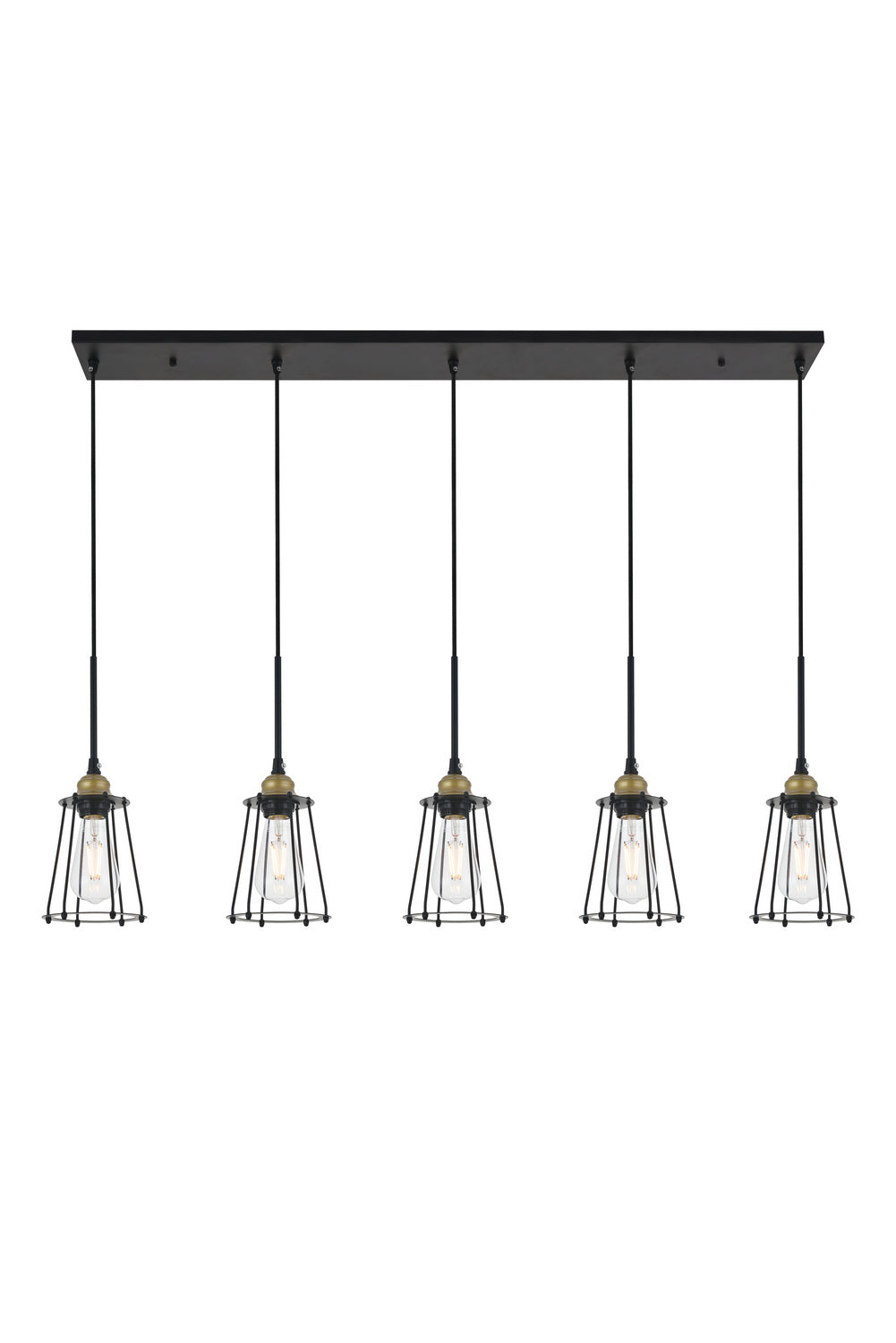 Elegant Auspice LD4047D46BRB Pendant Light - Brass And Black