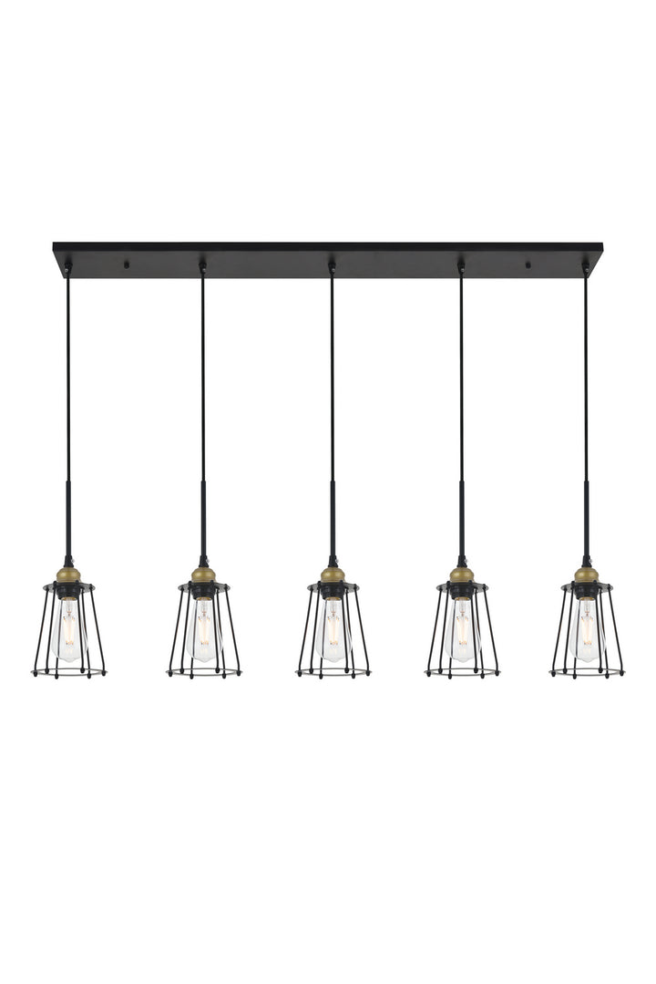 Elegant Auspice LD4047D46BRB Pendant Light - Brass And Black