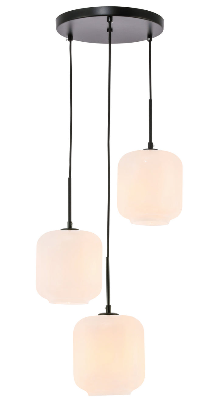 Elegant Collier LD2275BK Pendant Light - Black And Frosted White Glass