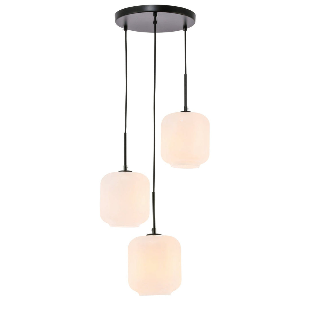 Elegant Collier LD2275BK Pendant Light - Black And Frosted White Glass