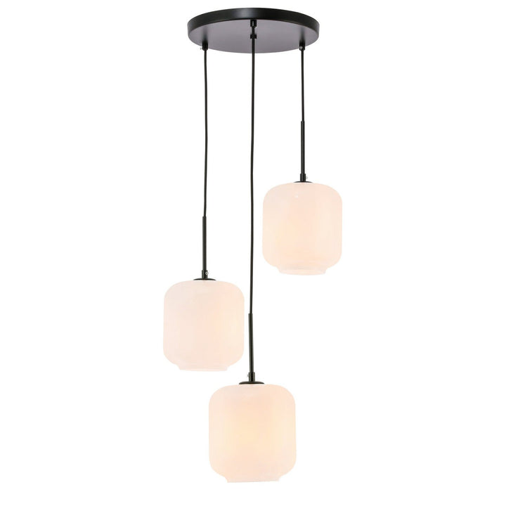 Elegant Collier LD2275BK Pendant Light - Black And Frosted White Glass