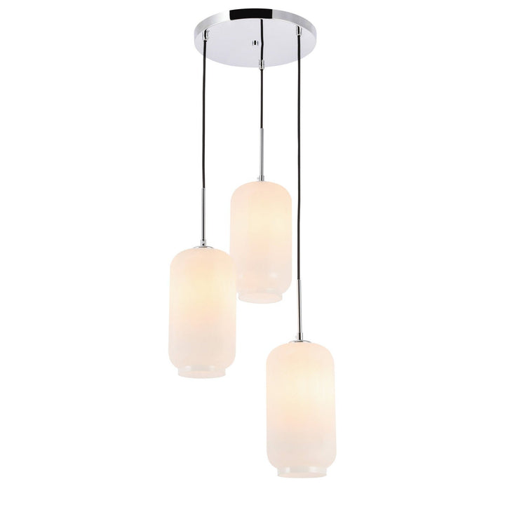 Elegant Collier LD2279C Pendant Light - Chrome And Frosted White Glass