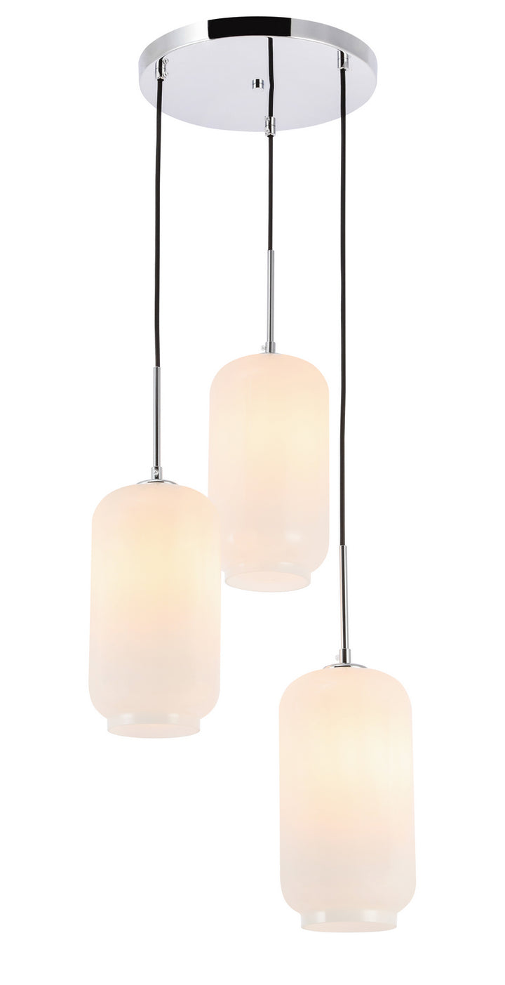 Elegant Collier LD2279C Pendant Light - Chrome And Frosted White Glass