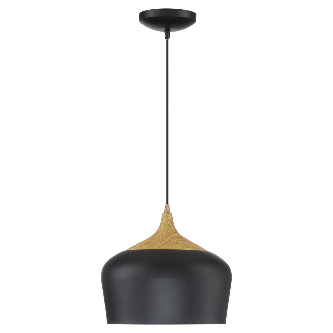 Access Blend 52057LEDDLP-BL/WGN Pendant Light - Black with Wood Grain