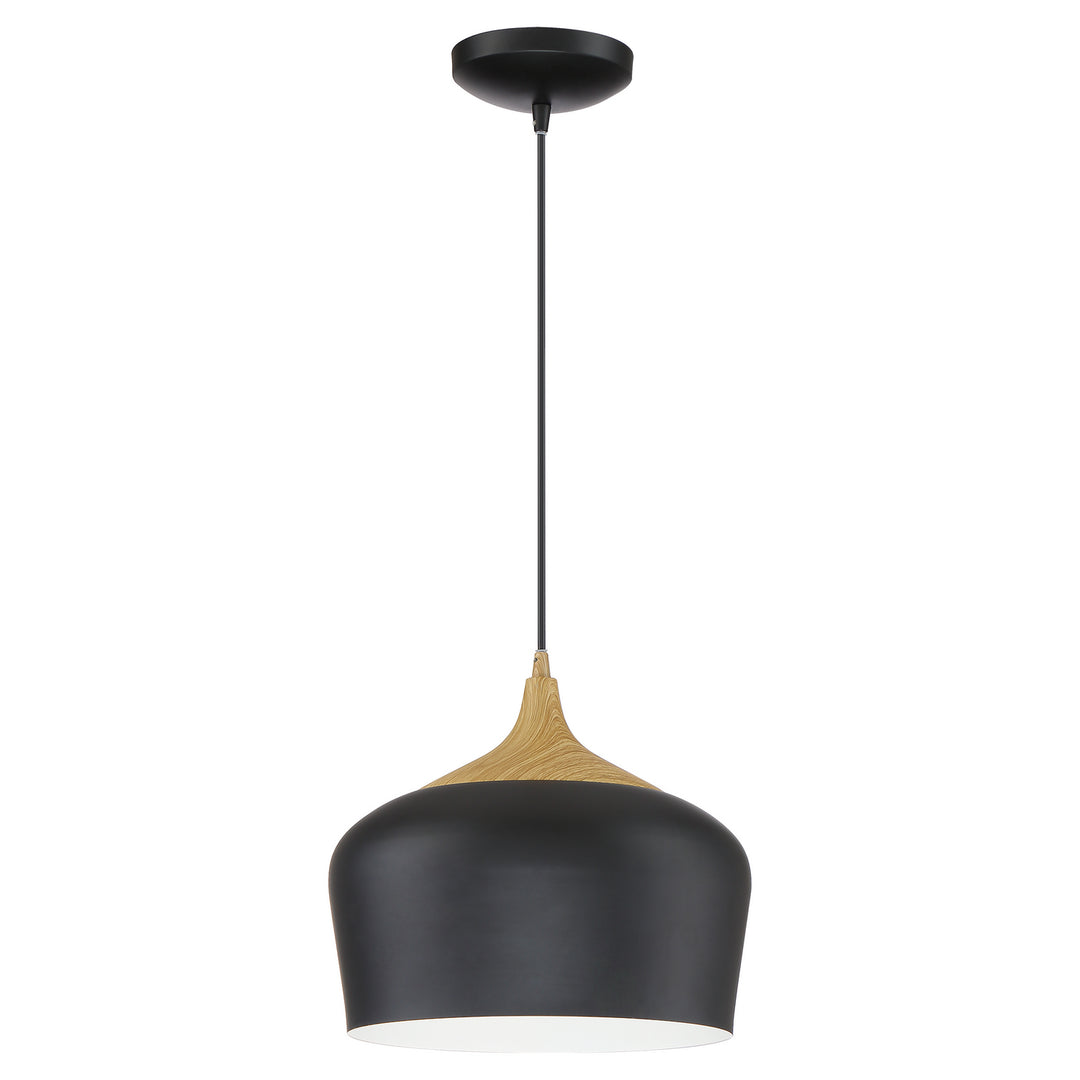 Access Blend 52057LEDDLP-BL/WGN Pendant Light - Black with Wood Grain