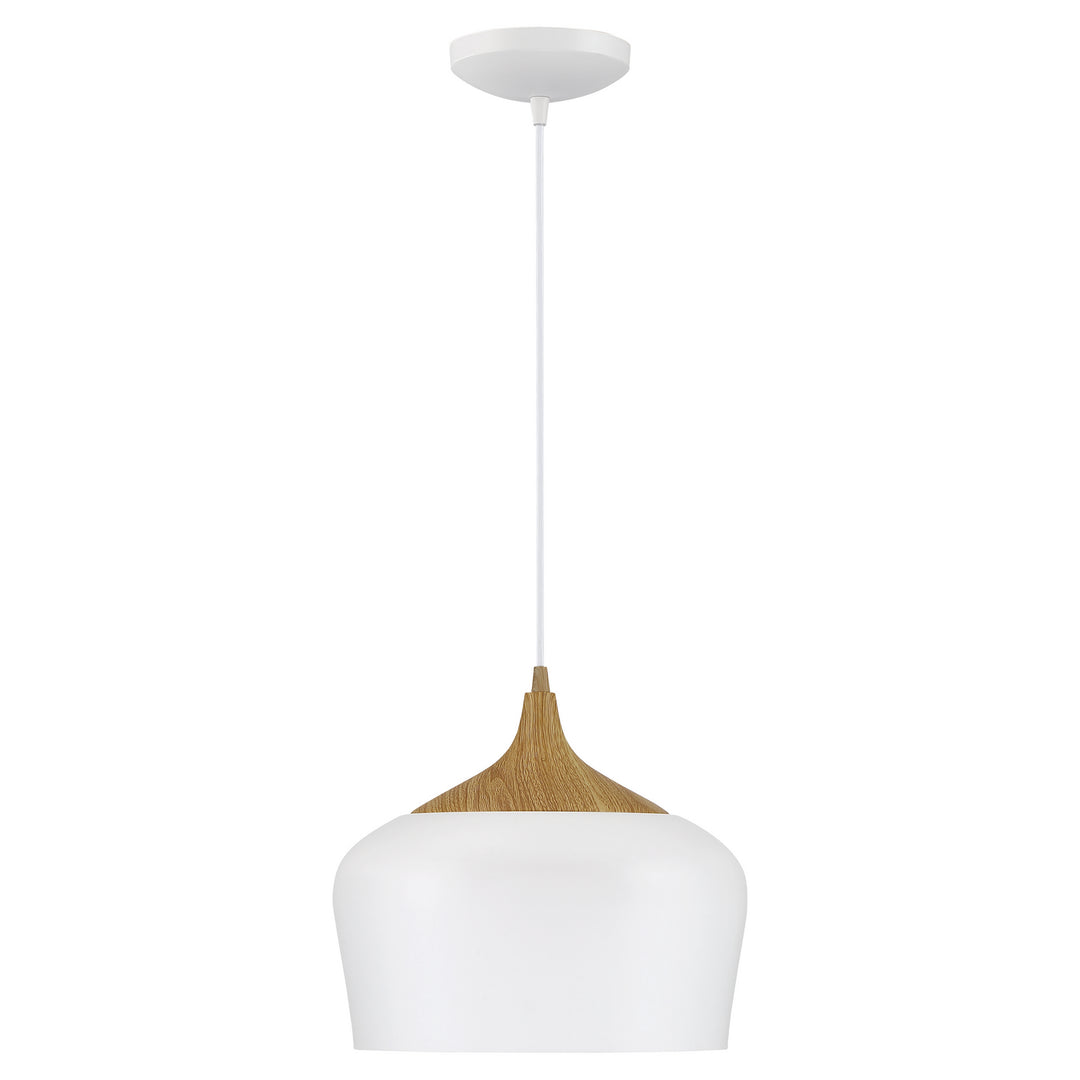 Access Blend 52057LEDDLP-WH/WGN Pendant Light - White with Wood Grain