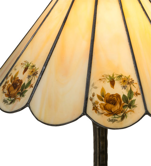 Meyda Tiffany Lighting 218828 Roses One Light Table Lamp Lamp Brass - Antique